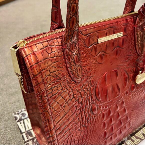 Brahmin Caroline Satchel Red Dragon Melbourne Leather Bag - Picture 3 of 11